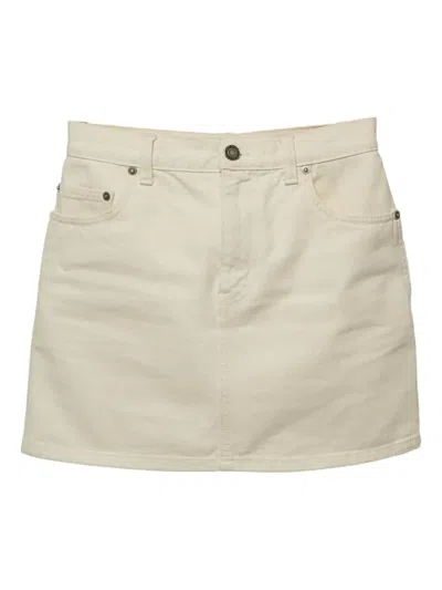 Pre-owned Saint Laurent Denim Pocketed Skirt In White