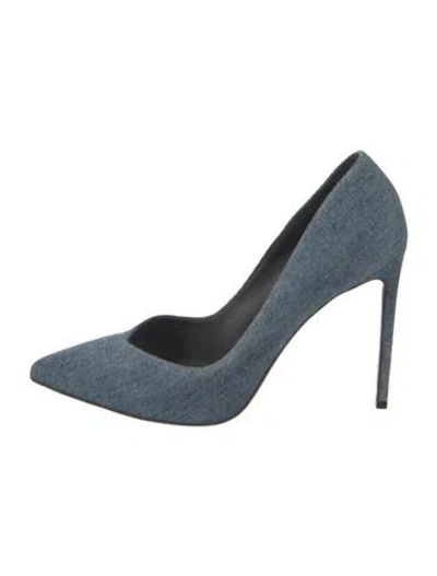 Pre-owned Saint Laurent Denim Pumps In Blue