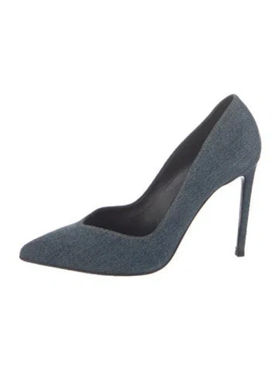 Pre-owned Saint Laurent Denim Pumps In Blue