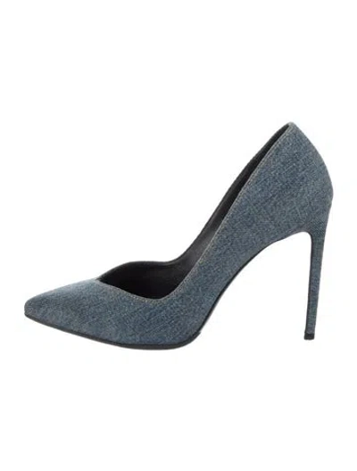 Pre-owned Saint Laurent Denim Pumps In Blue