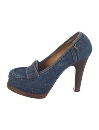 Pre-owned Saint Laurent Denim Pumps In Blue/brown