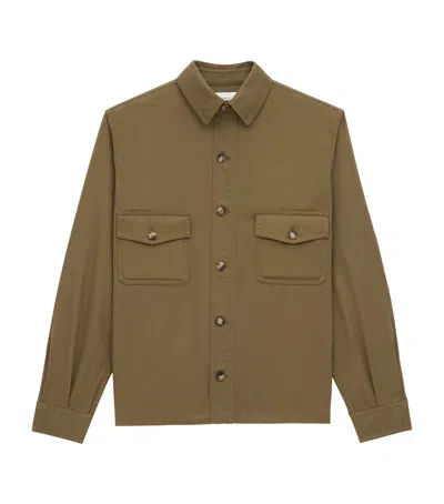 Saint Laurent Oversize Organic Cotton Shirt In Green