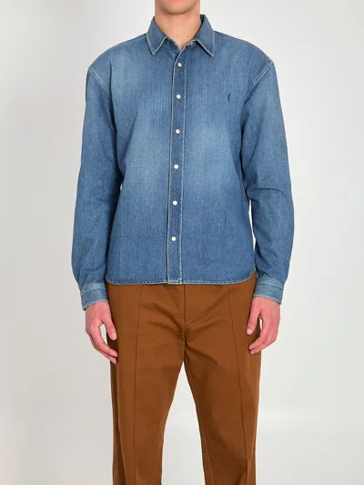 Saint Laurent Denim Shirt With Long Sleeves In Blue