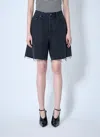 Saint Laurent Denim Frayed Hem Shorts In Black