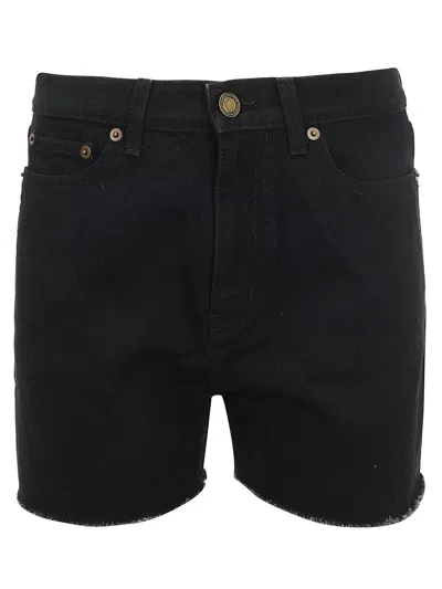 Saint Laurent Denim Shorts In Black