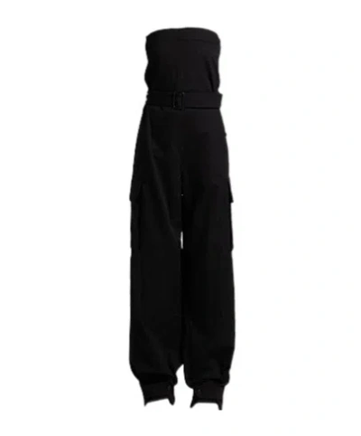 Saint Laurent Denim Sleeveless Jumpsuit In Black