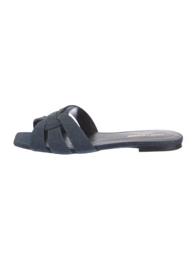 Pre-owned Saint Laurent Denim Slides In Blue