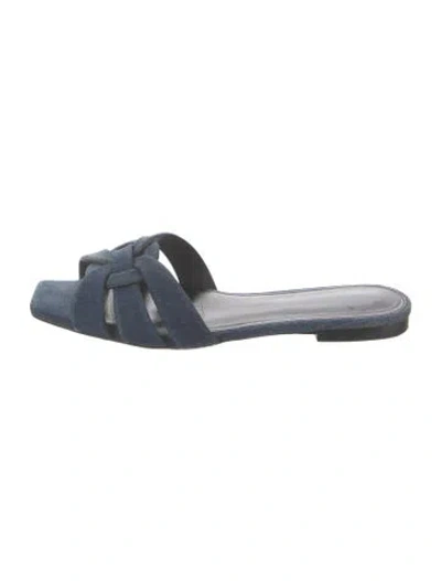 Pre-owned Saint Laurent Denim Slides In Blue