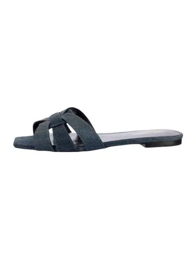 Pre-owned Saint Laurent Denim Slides In Blue