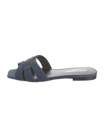 Pre-owned Saint Laurent Denim Slides In Blue