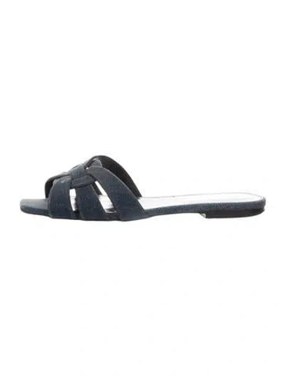 Pre-owned Saint Laurent Denim Slides In Blue
