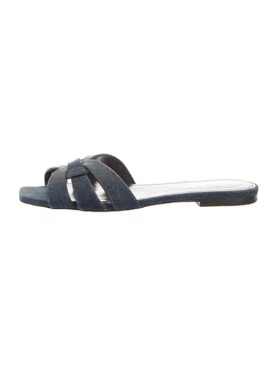 Pre-owned Saint Laurent Denim Slides In Blue