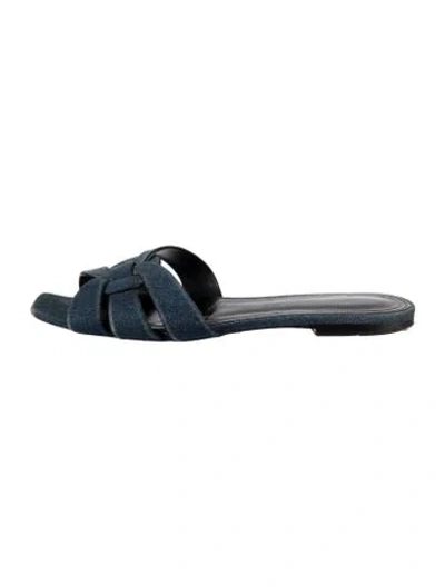 Pre-owned Saint Laurent Denim Slides In Blue