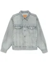 Saint Laurent Structured Denim Trucker Jacket With Pockets In Blue