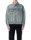 Saint Laurent Structured Denim Trucker Jacket With Pockets In Blue