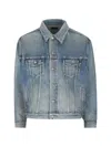 Saint Laurent Denim Jacket Collared Design Front Pockets In Blue