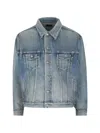Saint Laurent Denim Jacket Collared Design Front Pockets In Blue