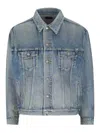 Saint Laurent Denim Jacket Collared Design Front Pockets In Blue