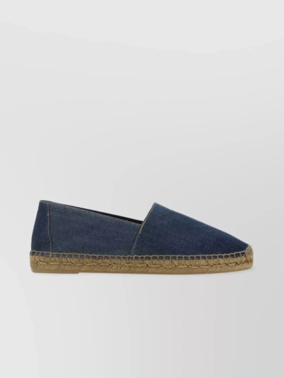 Saint Laurent Denim Woven Sole Espadrilles In Blue