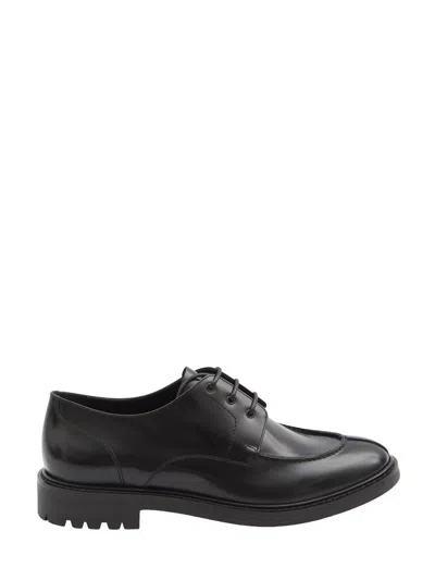 Saint Laurent Lino Derby Shoes With Lace-up Design In Black