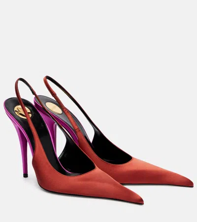 Saint Laurent Deroche Satin Slingback Pumps In Multi