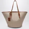 Saint Laurent Desert-coloured Shoulder Bag In Canvas And Leather Women In Brown