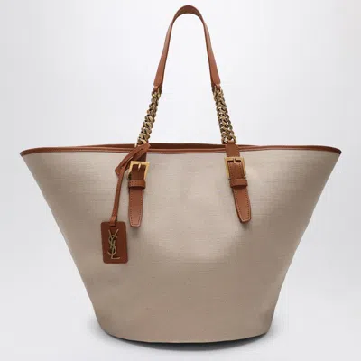 Saint Laurent Desert-coloured Shoulder Bag In Canvas And In Brown