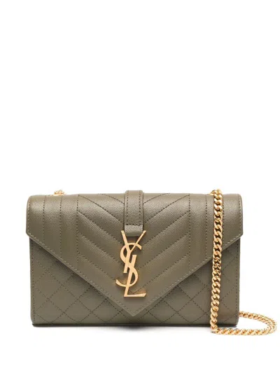 Saint Laurent Designer V.kaky Leather Shoulder Bag For Women In Green