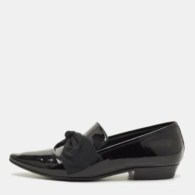 Pre-owned Saint Laurent Deven Size 38 Black Patent Leather Loafers