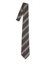 Saint Laurent Diagonal-striped Silk Tie In Brown