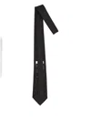 Saint Laurent Diagonal-stripes Jacquard Tie In Black