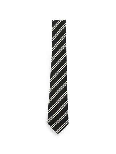 Saint Laurent Striped Necktie Smooth Texture Lightweight Formal Style In Multi