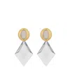 Saint Laurent Diamond Earrings In Clear, White Pearl And Gold