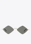 Saint Laurent Diamond Gold Sunglasses Women In Gray