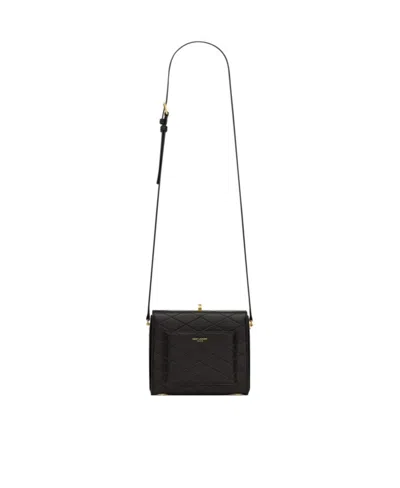 Saint Laurent Diamond-quilted Leather Mini Bag In Black