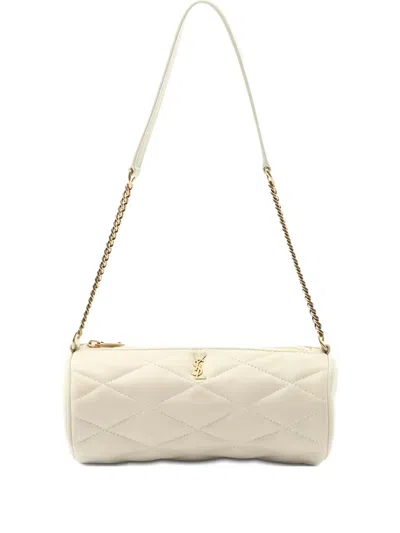Pre-owned Saint Laurent Diamond-quilted Shoulder Bag In White