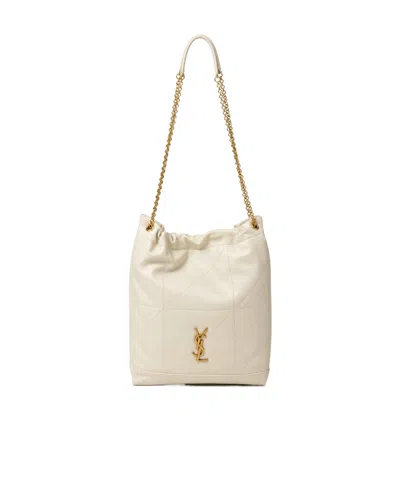 Saint Laurent Diamond-pattern Drawstring Tote Bag In Nude