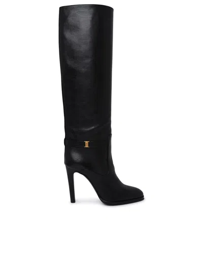 Saint Laurent Women's Diane Boots In Grained Leather In Black