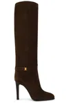 Saint Laurent Dark Brown Suede Diane Boots In Land
