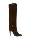 Saint Laurent Dark Brown Suede Diane Boots In Land