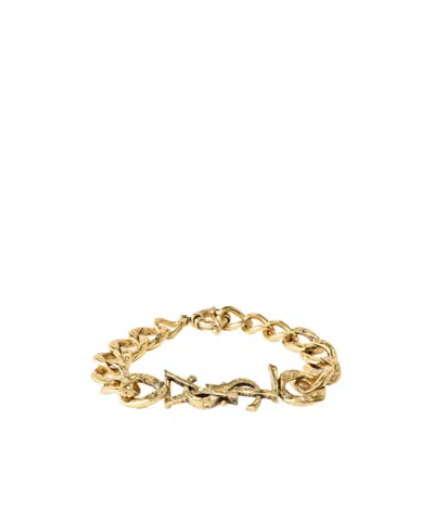 Saint Laurent Distinctive Brass Craft Bracelet In Gold