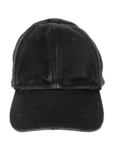 Pre-owned Saint Laurent Distressed Baseball Cap W/tags In Black