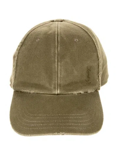 Pre-owned Saint Laurent Distressed Baseball Cap W/tags In Green