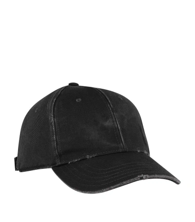 SAINT LAURENT DISTRESSED CORDUROY CASSANDRE BASEBALL CAP