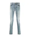 Saint Laurent 15cm Skinny Low Waist Cotton Denim Jeans In Blue