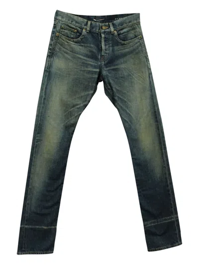 Pre-owned Saint Laurent Distressed-finish Jeans In Blue