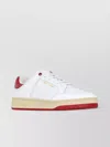Saint Laurent Distressed Leather Sneakers Perforated Panels In Red