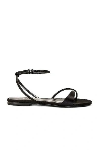 Saint Laurent Dive Flat Sandal In Navy & Nero