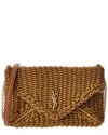 Saint Laurent Envelope Small Raffia Shoulder Bag In Brown