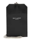 Saint Laurent Dnu  Black Leather Card Holder With Chain (authentic Pre-loved) In Black